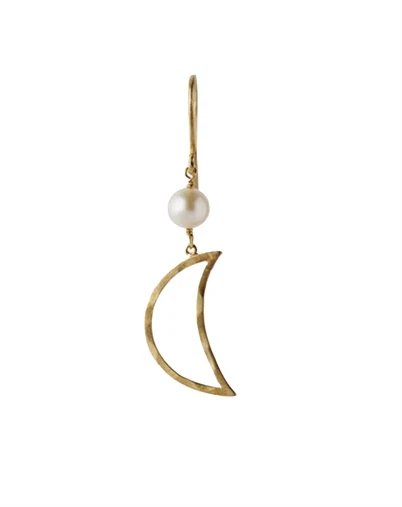 Stine A - Bella Moon Ørering With Pearl Single - Guldfarvet